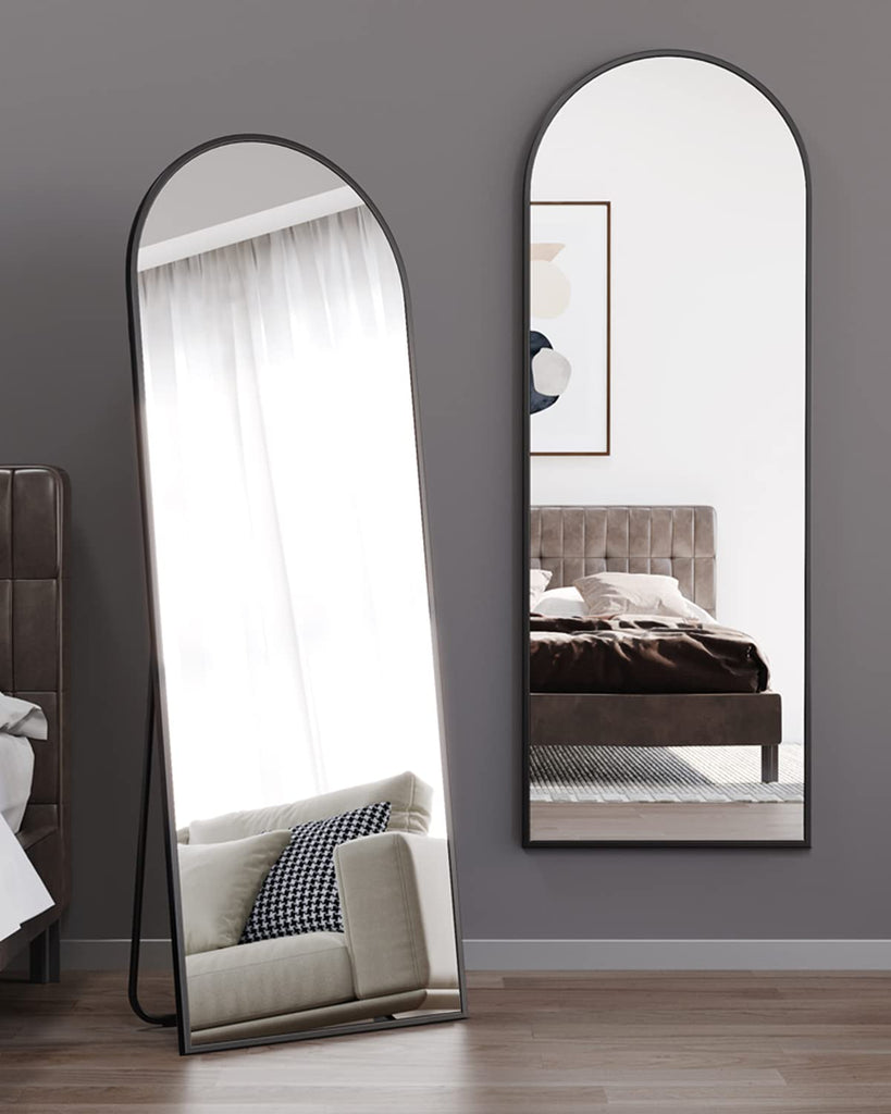 Floor Mirror, Full Length Mirror with Stand, Arched Wall Mirror Full Length, Black Floor Mirror Freestanding, Wall