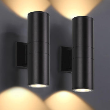 Outdoor Wall Lights 2 Packs, Integrated LED Cylinder Up Down 12W 2700K Modern Aluminum Light