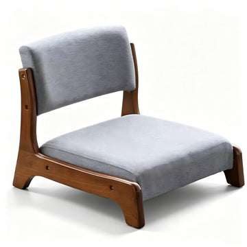 Japanese Floor Chair, Zaisu Meditation Chair, Back Support, Wood Low-Back Tatami, Soft Cushion, Portable Armless for