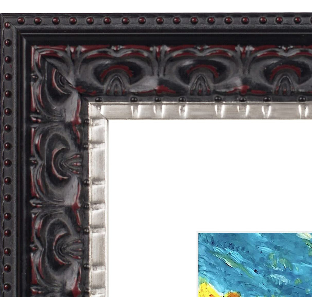 11x14 Black & Silver Photo Frame Mat for 8x10 Real Glass