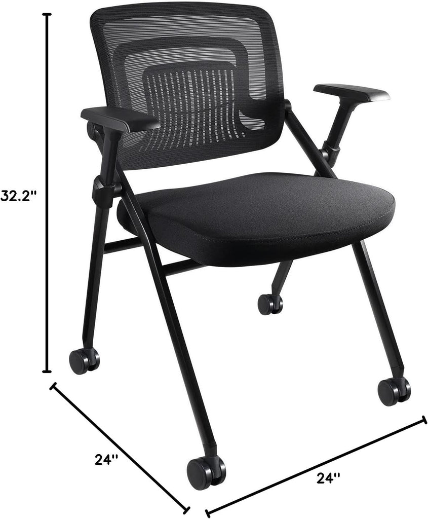 Folding 10 Poker Chairs with Wheels - Cushioned Seat, Leather Armrests & Easy Mobility - Foldable Poker Table Chair