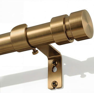 Warm Gold Curtain Rods with Solid Metal Finials Heavy Duty 1 Inch Brass Curtain Rod