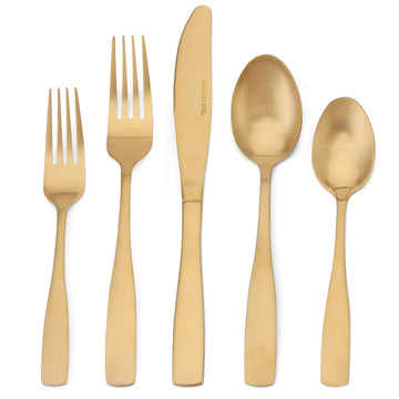 Matte Gold Silverware Set, 20-Piece Stainless Steel Flatware set, Tableware Cutlery Set Service for 4, Utensils s