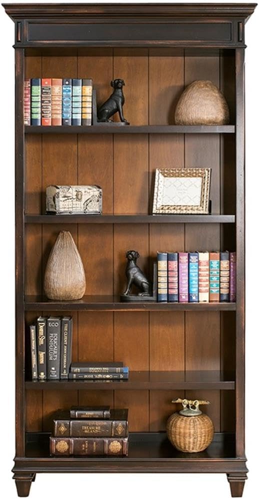 Hartford Wood Bookcase in Two Tone Distressed Black