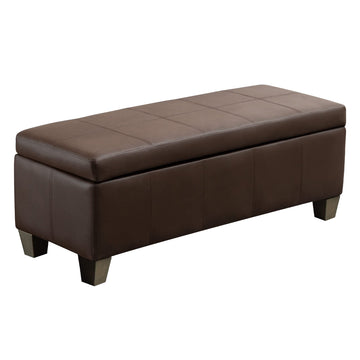 41" Storage Ottoman, Storage Bench with Safety Hinge, Upholstered Synthetic Leather Ottoman Bench, Foot Rest