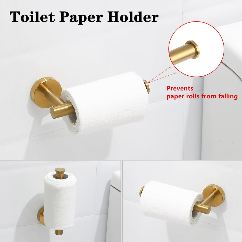 Brushed Gold Bathroom Hardware Accessories Set 5 Piece, Stainless Steel Bath Towel Bar Set 24 Inch,Toilet Paper