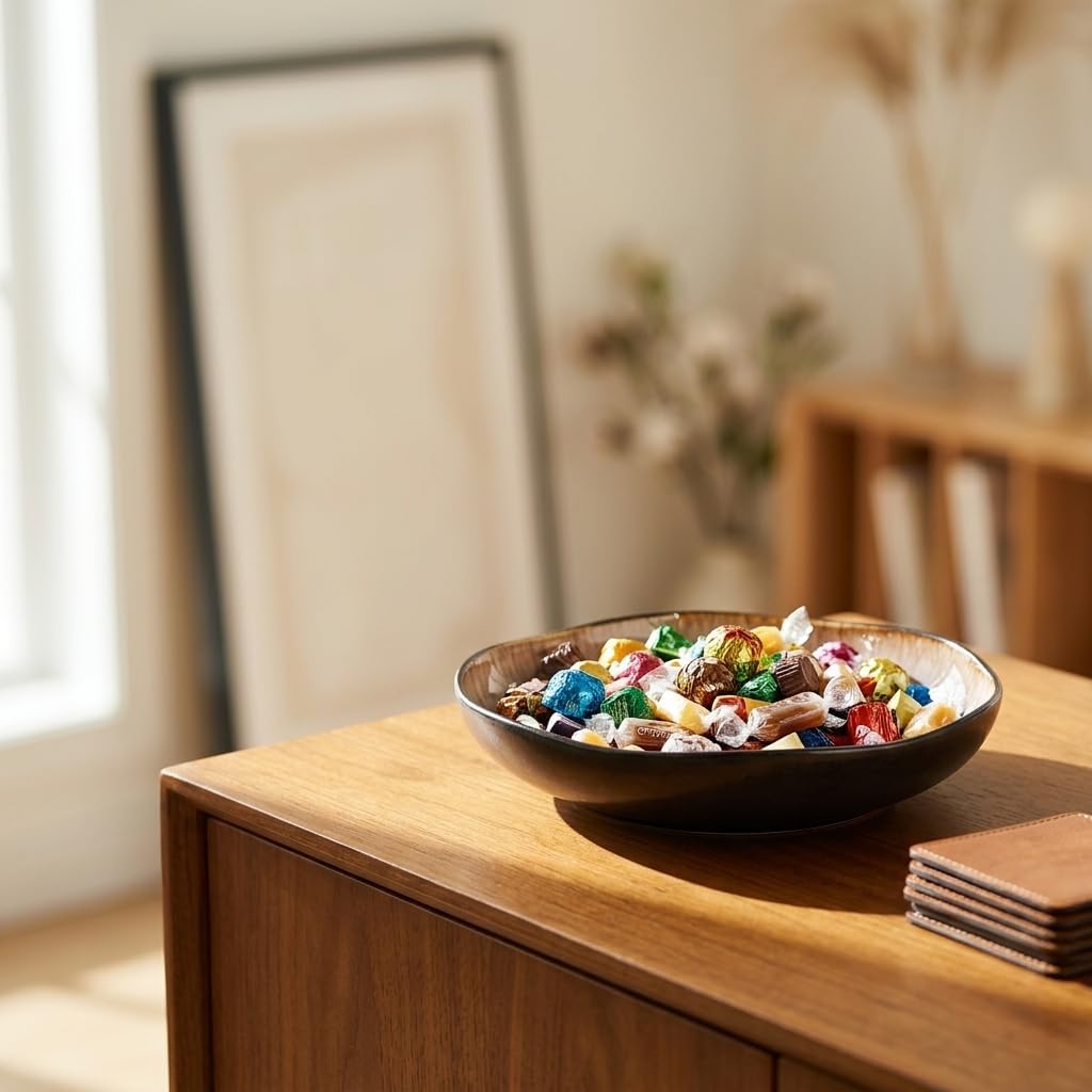 Ceramic Decorative Bowl, Decorative Ceramic Bowl Tray with Reactive Glaze, Shallow Centerpiece Accent Decor Table