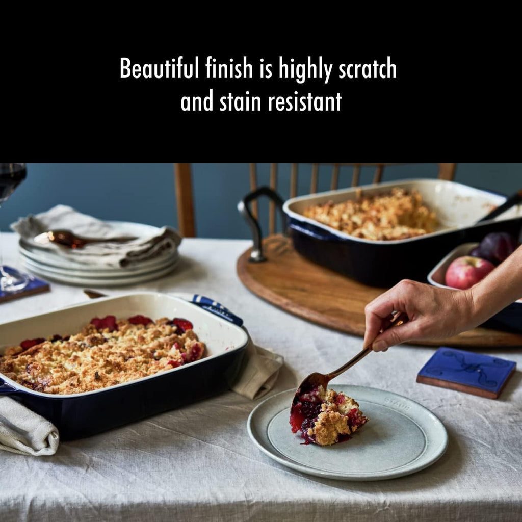 Ceramic 2-pc Rectangular Dish Set - Dark Blue | Oven-to-Table for Casseroles, Lasagnas, & Roasting. Dishwasher Safe.
