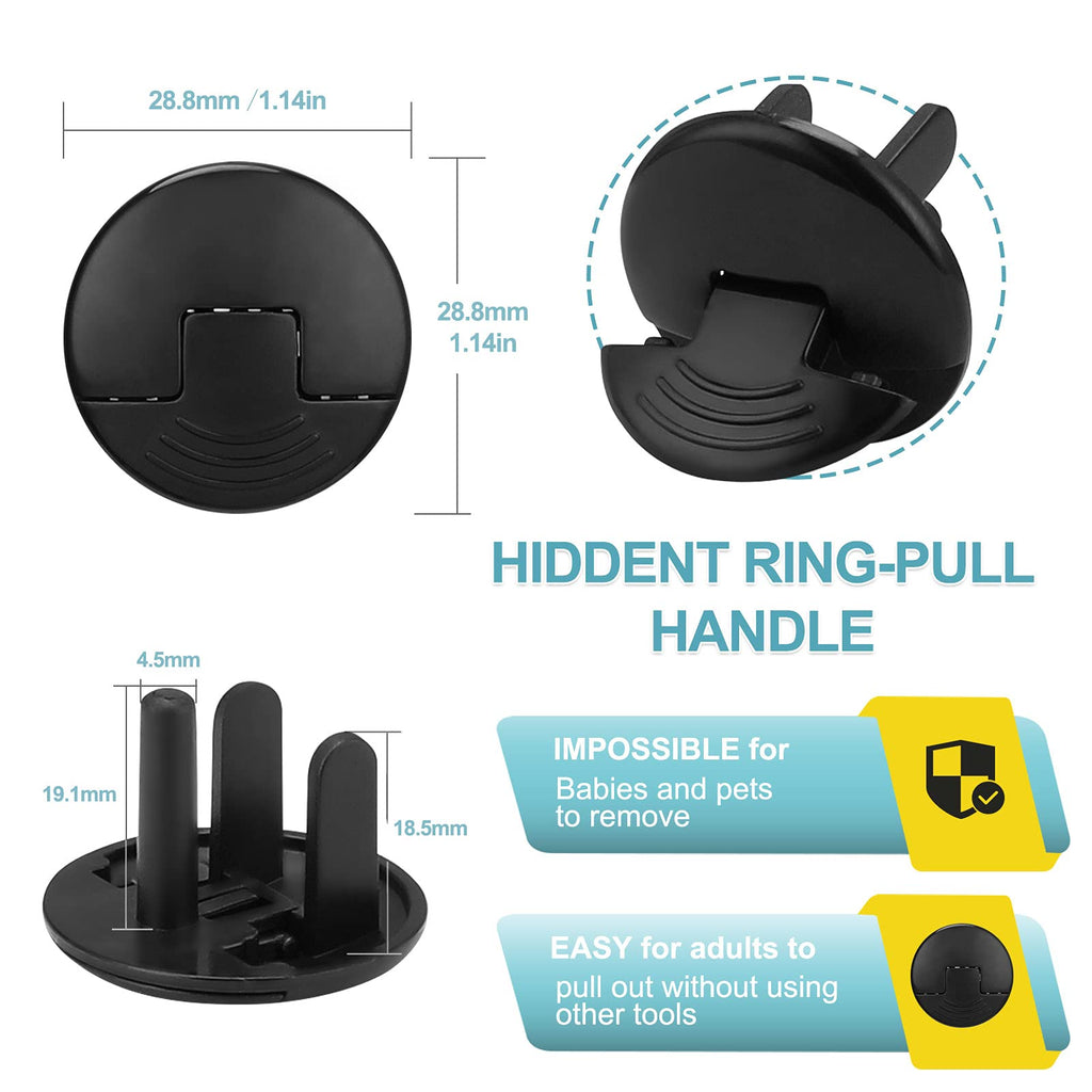 52 Pack Black Safety Outlet Covers Baby Proofing, Electrical Socket Outlet Plugs 3-Prong Child Proof for Kids House