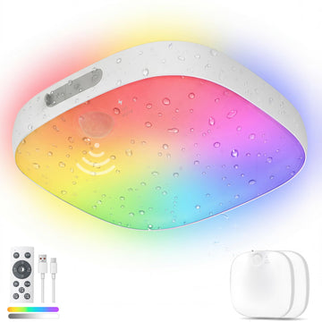 Shower Light IP65 Waterproof, Motion Sensor Ceiling Light Rechargeable