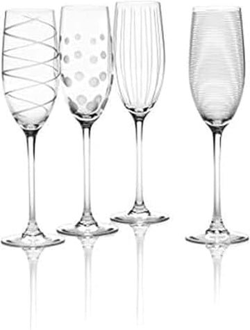 Crystal Cheers Champagne Flutes, Set of 4, 8 fluid ounces