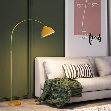 Modern Arc Yellow Floor Lamp,Tall Reading Lamps Floor Standing,Adjustable Macaron Color Floor Lamps 