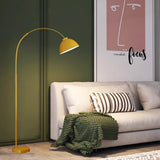 Modern Arc Yellow Floor Lamp,Tall Reading Lamps Floor Standing,Adjustable Macaron Color Floor Lamps 