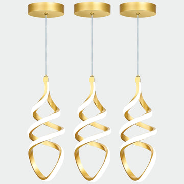 Pendant Lights,3 Pack Brushed Gold Pendant Lighting for Kitchen Island,LED Pendant Lights 3 Color Temperature,Modern