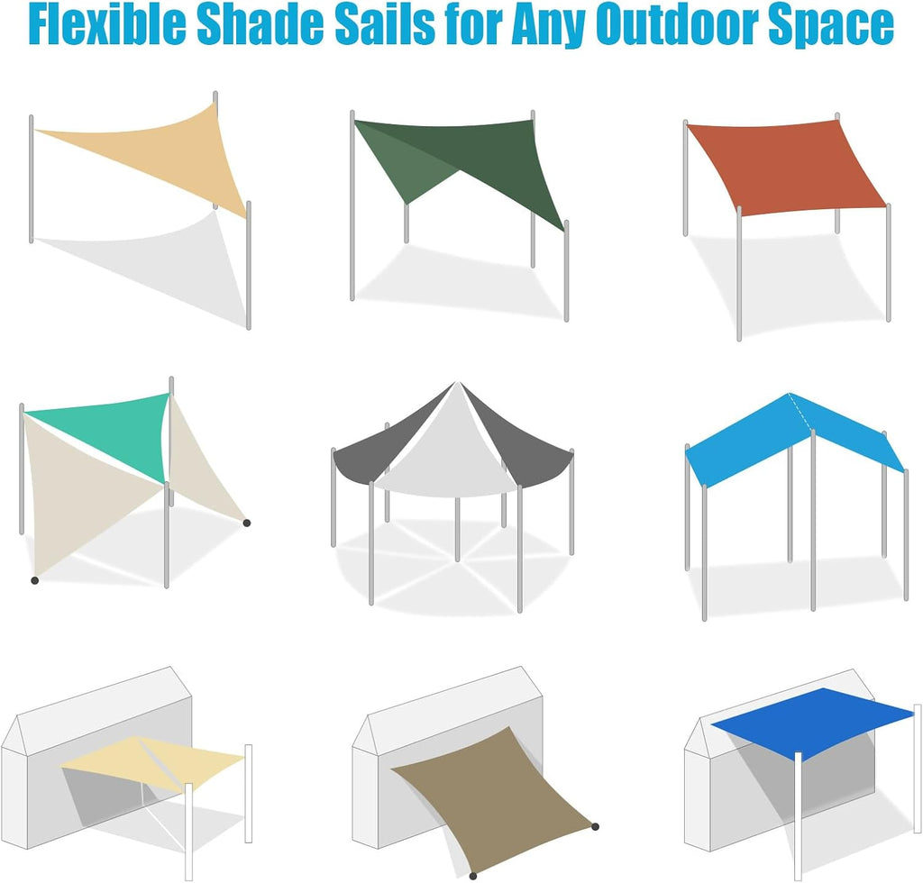Shade Sail 12'X20' Rectangle Sand UV Block Breathable Sun Shade Canopy for Outdoor Patio Garden Deck Backyard