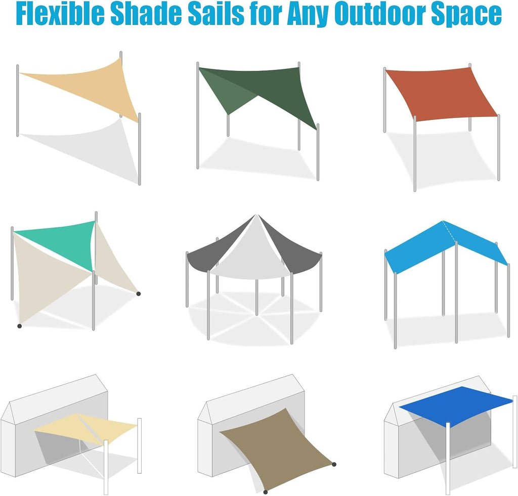 Sun Shade Sail 20'X20' Rectangle Dark Grey Heavy Duty UV Protection Breathable Canopy Lawn Garden Outdoor Use