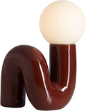 Fondant 11 3/4" Small Mid Century Modern Accent Table Lamp Chocolate Brown Ceramic Single Glass Whit