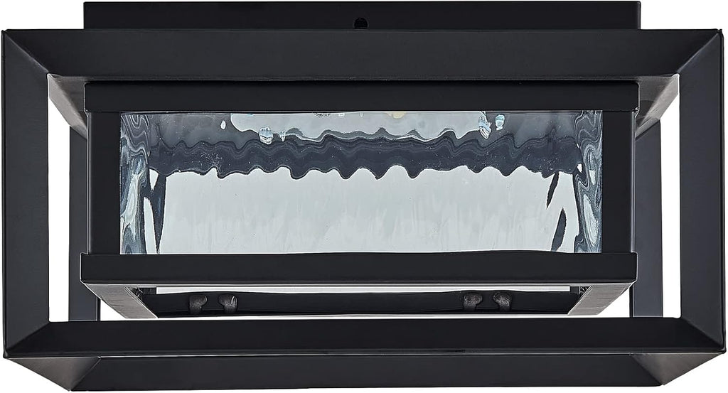 Hartbrook Outdoor Ceiling Light Fixture, Matte Black Flush Mount LED Light with Clear Glass for Porch, Patio & Entryway