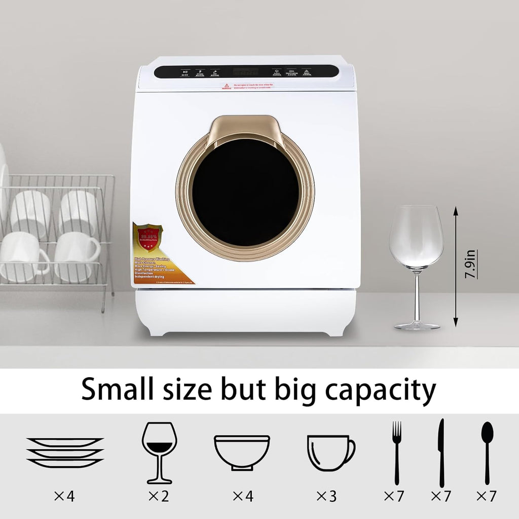 3-in-1 Function Countertop Dishwasher, 900W Portable Mini Dishwasher with 5 Cleaning Modes, 17 Spray Nozzles