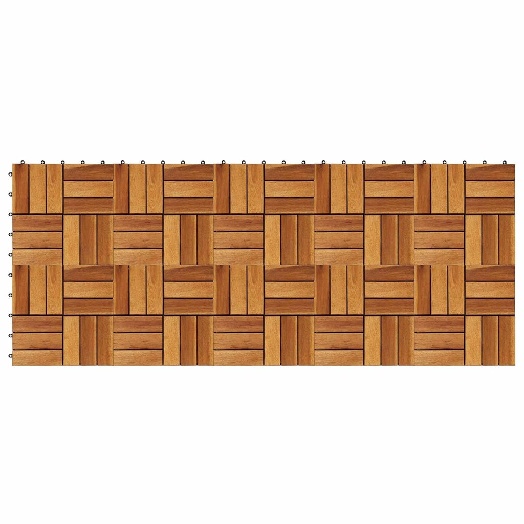 Acacia Hardwood Decking Tiles 12x12 Inch, 10 Pack Interlocking Wood Flooring for Indoor Balcony Patio Porch, Varnished