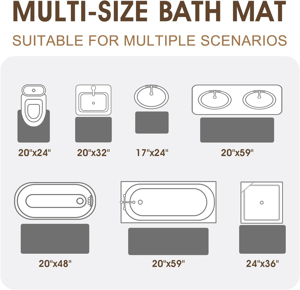 Memory Foam Bath Mat Set 3 Piece, Ultra Soft Absorbent Waffle Bathroom Rugs, Super Non-Slip PVC Backing Bath Rug