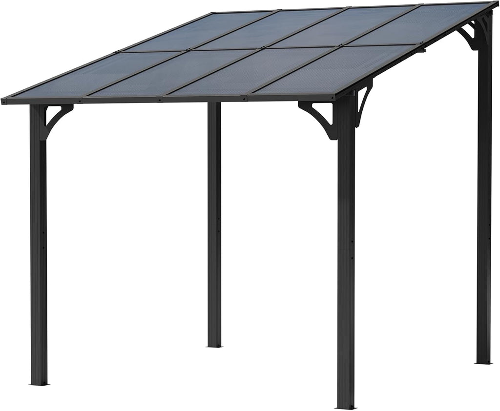 10’x 8’ Gazebo for Patio,Hard Top Lean to Gazebo Pergola with UV Protection Roof,Large Wall-Mounted Heavy