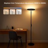 Floor Lamp,30W/2400LM Sky LED Modern Torchiere 3 Color Temperatures Super Bright-Tall Standing Pole Light with Remote