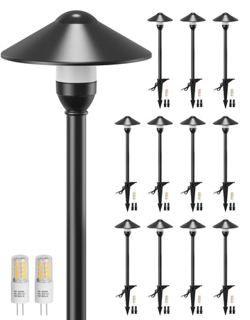 Low Voltage Pathway Lights with G4 3W 3000K Bulbs 12-Pack, Black Aluminum