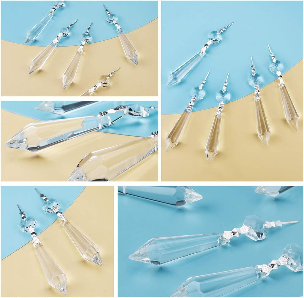 25 Pcs 55mm Crystal Icicle Prisms Chandelier Lamp Suncatcher Decor - Crystal Icicle Suncatcher Prisms 55mm with