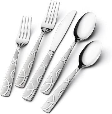 40 Pieces Stainless Steel Silverware Set, Modern Flatware Set for Kitchen, Mirror Polished Cutlery Set with Forks