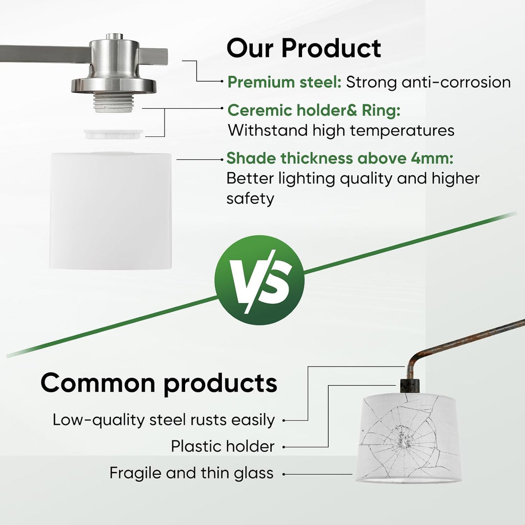 32 Inch Brushed Nickel Vanity Light 4 Light Bathroom Light Fixtures Over Mirror Milk Glass Makeup Shower Lamp