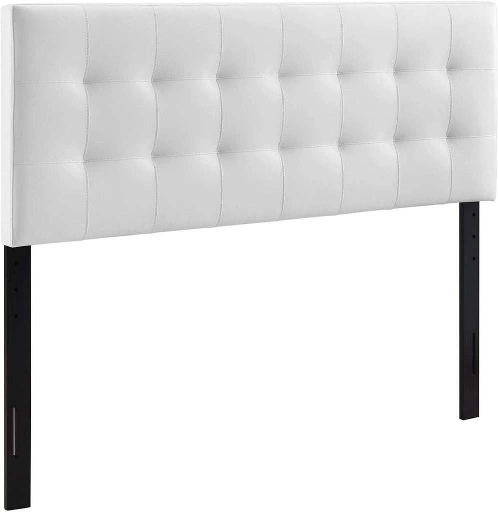 Lily Tufted Faux Leather Upholstered King Headboard in White