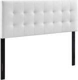 Lily Tufted Faux Leather Upholstered King Headboard in White
