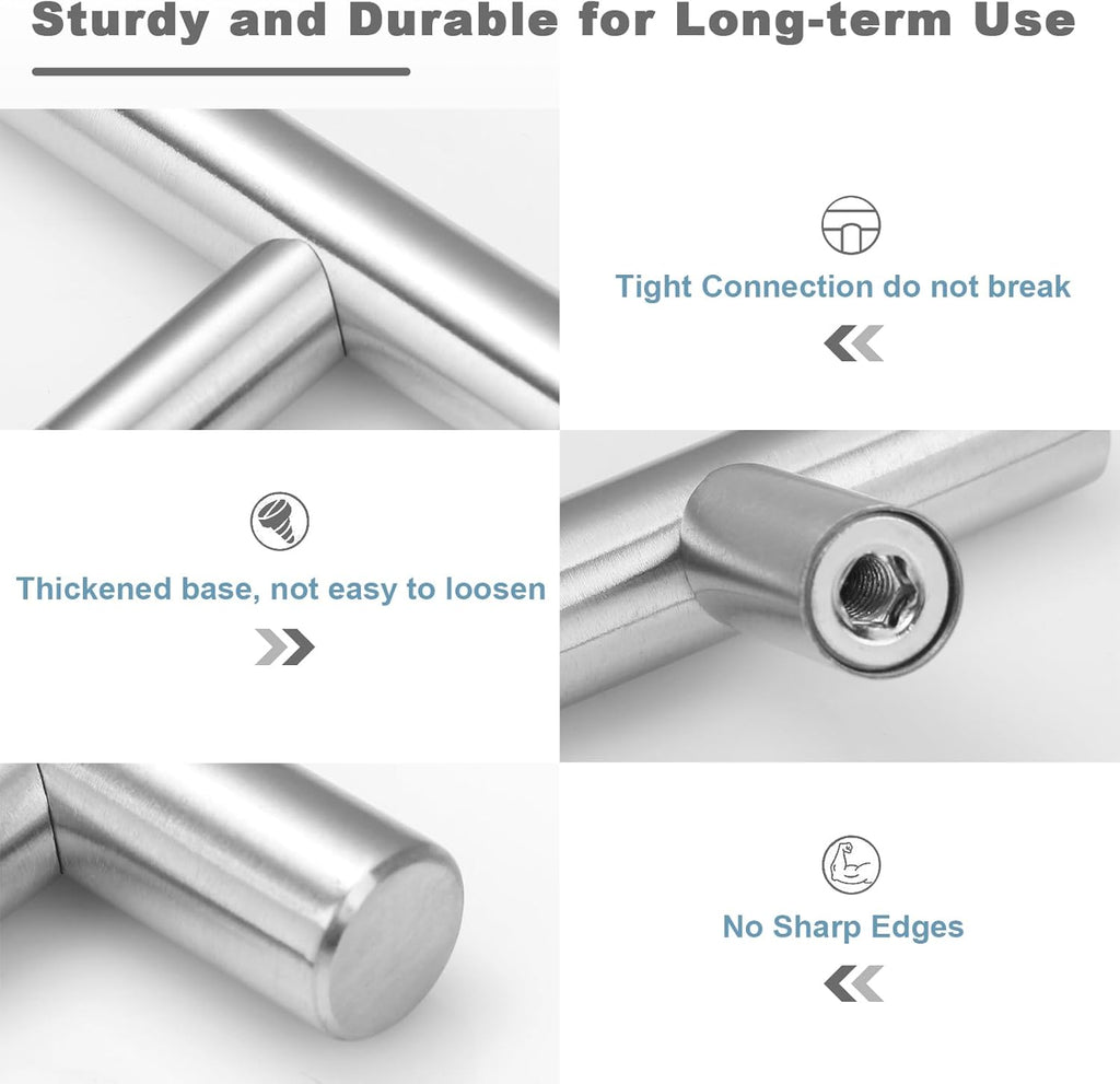 30 Pack Brushed Nickel Cabinet Handles 3 Inch Hole Center Drawer Pulls Stainless Steel Cabinet Pulls Silver Kitchen