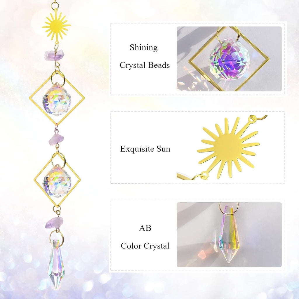 Crystal Suncatcher Rainbow Maker Hanging Prism Ornament Pendant Home Garden Car Decoration 4 Pack Gift Kit Sun