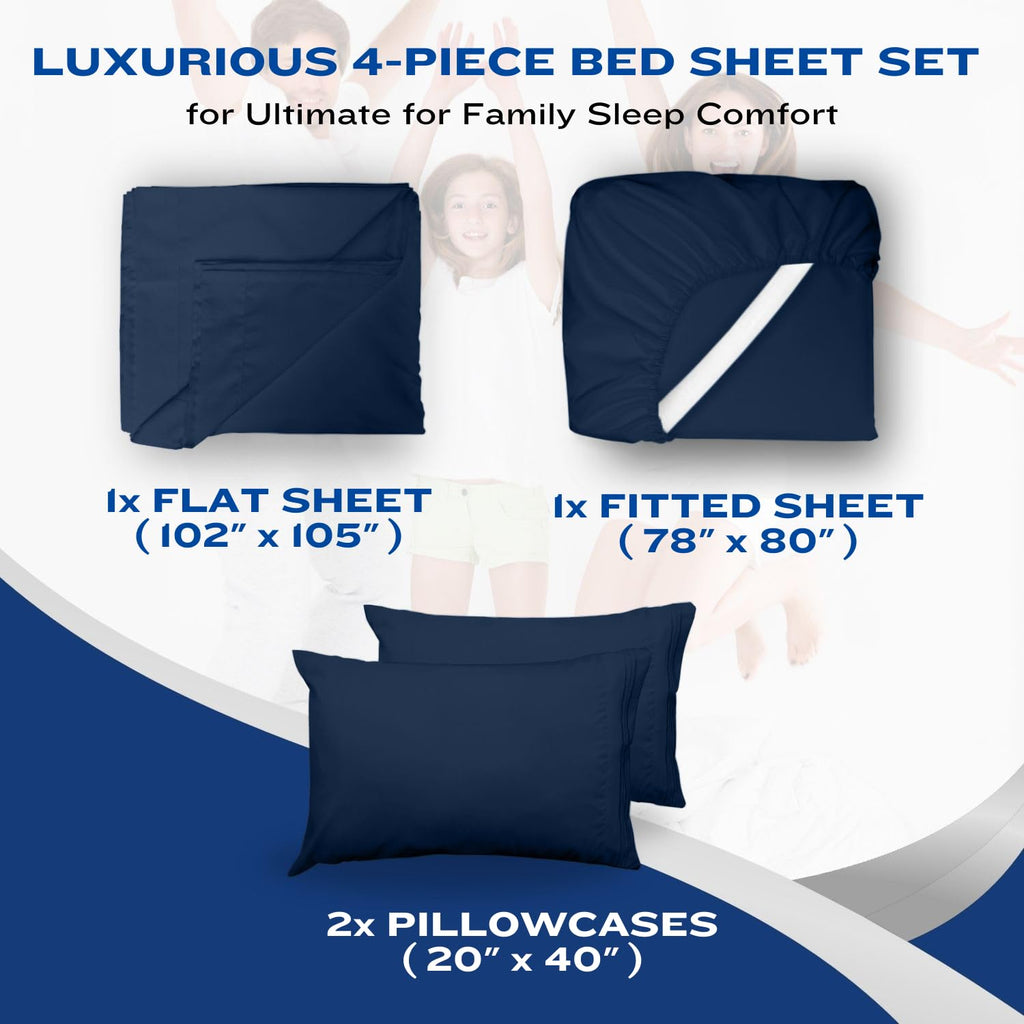King Size Sheets Set - King - Extra Deep - Navy Blue