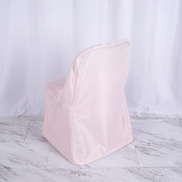 Blush Linen Polyester Folding Chair Cover Dinning Chair Slipcover for Wedding Party Event Banquet Catering