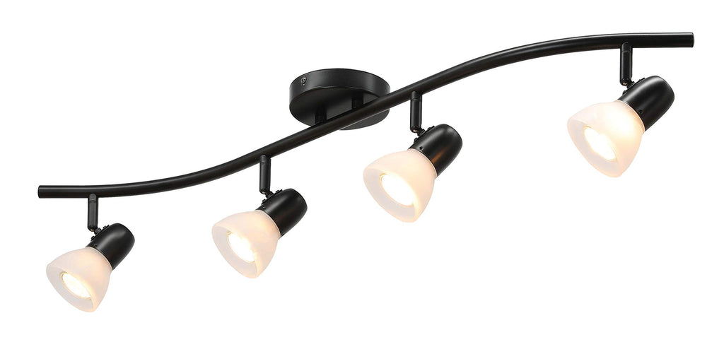 4 Light Black Curved Track Lights Ceiling