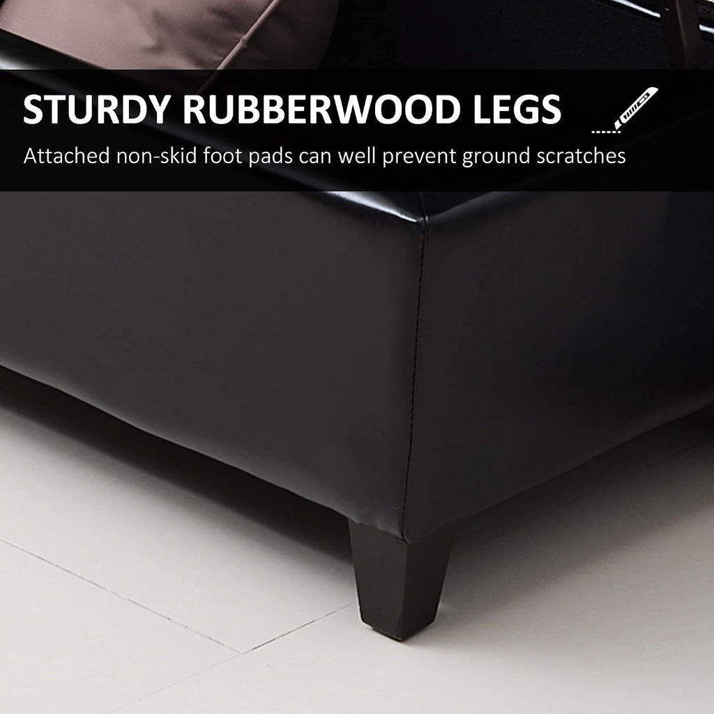 51" Ottoman Storage Bench Faux Leather Storage Chest Black | Lift Top, Tufted Ottoman, Living Room, Entryway
