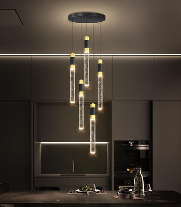 5-Lights Chandelier Kitchen Island LED Pendant Lights Dimming Lighting Modern Crystal Adjustable Hanging Light