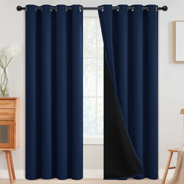 Navy Blue 100% Blackout Curtains Room Darkening Living Room 90