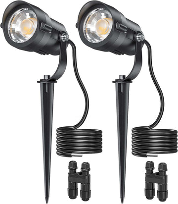 12W 2900K COB LED Low Voltage Landscape Spotlights, 36° True Spot Light Beam, ETL Listed, Outdoor Waterproof Wired