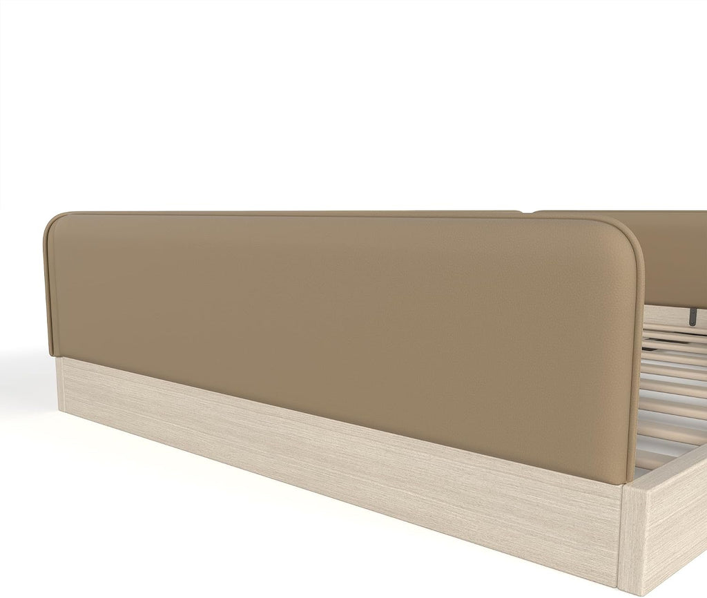 Kids Upholstered Low Bed Frame with Removable Guardrails, Montessori Floor Bed & Kids Daybed for Boys Girls, Queen