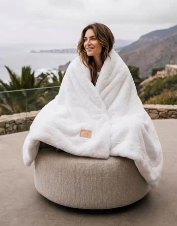 Luxury Large Faux Fur Blanket 60"x80" - Premium Double-Sided Plush Throw for Bed & Couch - Shed-Free, Machine