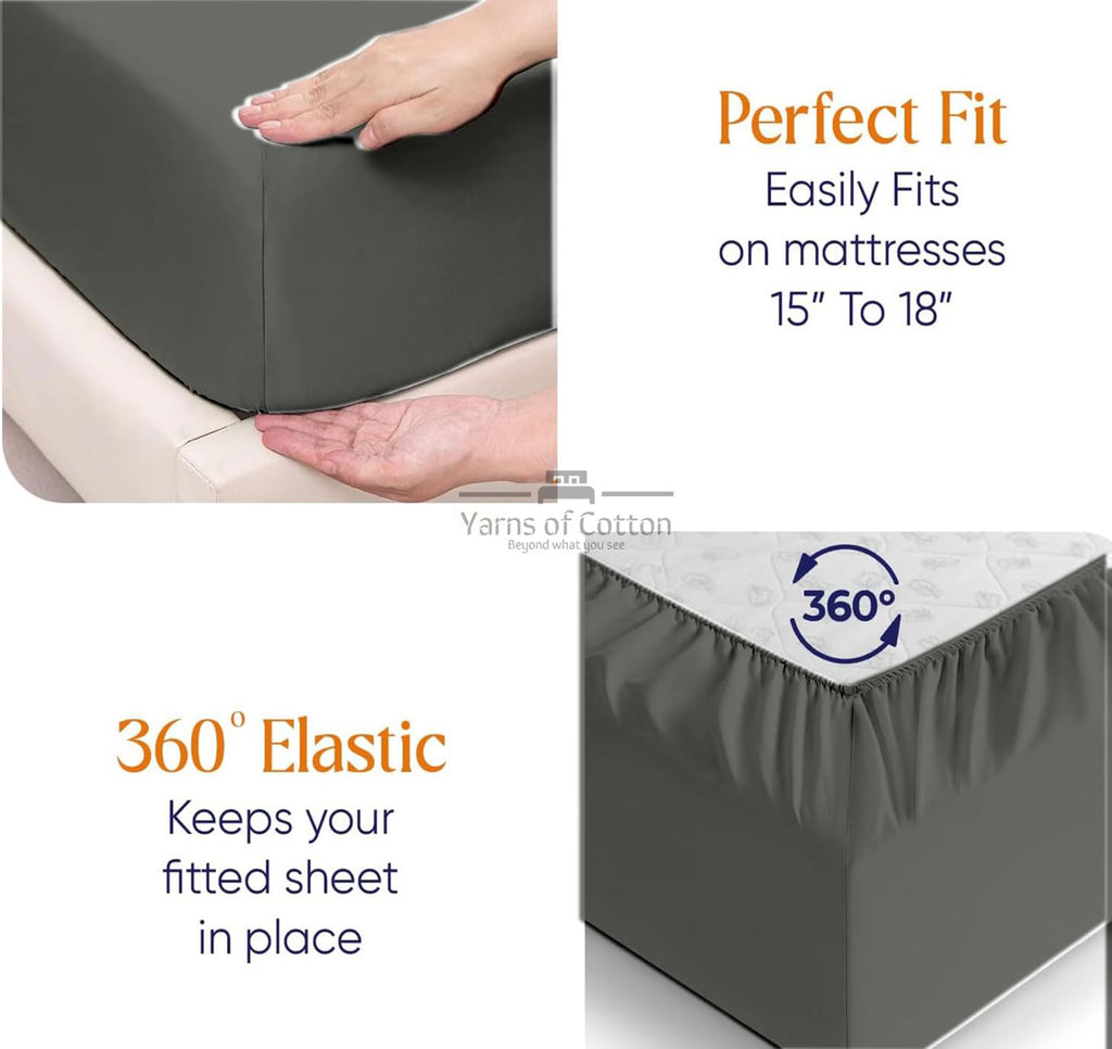 600 Thread Count 100% Long Staple Egyptian Cotton Soft Combed, 4 Piece Sheets Set, Smooth & Soft Sateen Weave, Extra