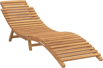 Solid Teak Wood Sun Lounger 77.95 x 21.65 x 23.03 in Brown, Foldable Outdoor Chaise Lounge Deck Patio, Easy Care