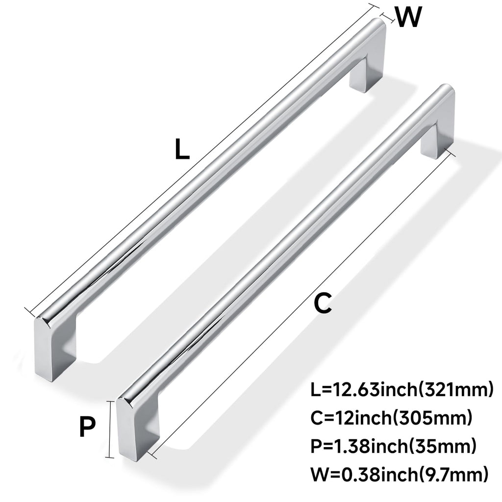 5 Pack 12 Inch Hole Center Polished Chrome Cabinet pulls Heavy Duty Solid Hardware s Dressing Tables cabinets and