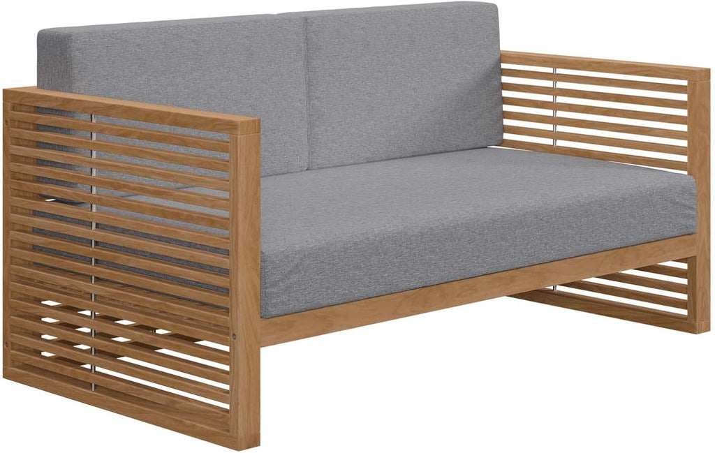 Carlsbad 6-Piece Teak Wood Outdoor Patio Set in Natural Gray