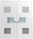 Sete 6933 | Double Swing Interior French Doors with Glass with Frosted Glass, MDF, Hardware Included