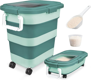 Rice Storage Container10-40 Lb, 25 Lb Pet Dog Food Storage Container, Collapsible Airtight Rice Storage Container